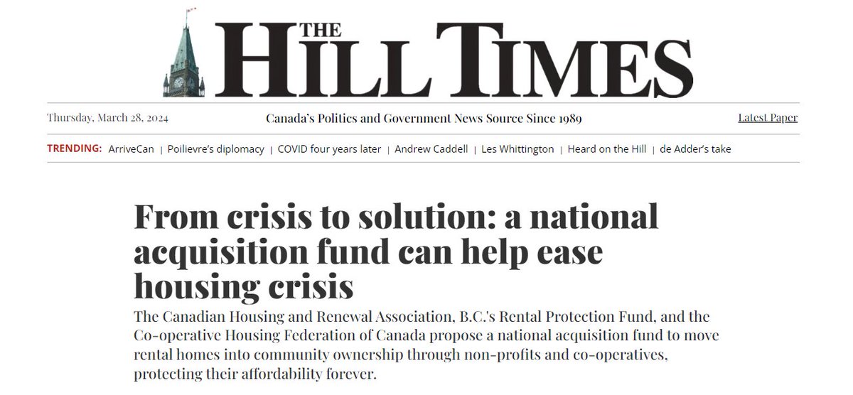 Without a plan to safeguard existing affordable rentals, the federal government's efforts to make housing affordable &amp; accessible will fall short. Our op-ed with <a href="/CHRA_ACHRU/">CHRA-ACHRU</a> <a href="/NICHI_housing/">NICHI — National Indigenous Collaborative Housing</a> &amp; <a href="/RentalProFund/">Rental Protection Fund</a> on our proposal for a national acquisition fund➡ bit.ly/49cbhUt