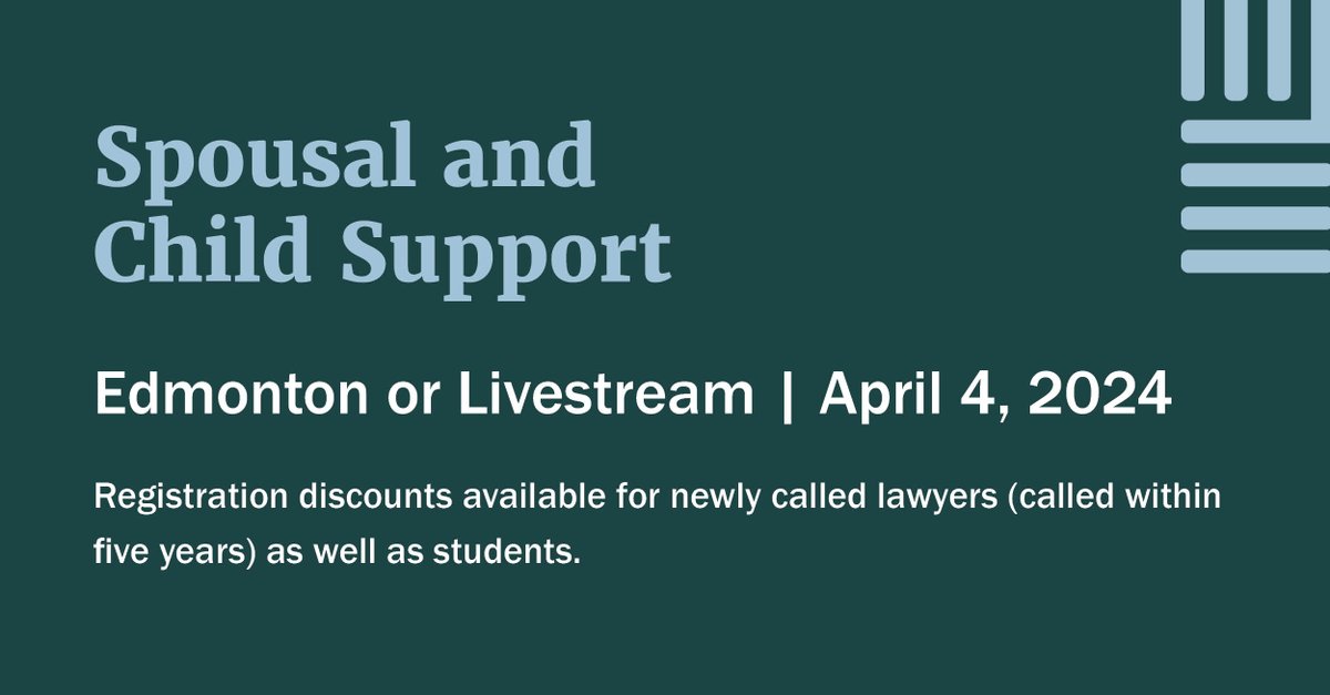 Justice Bokenfohr from the @KingsBench_AB as well as Justice Du from the Alberta Court of Justice are presenting 'Views from the Bench' at next week's Spousal and Child Support program (April 4). Join us! Edmonton: lesaonline.org/program/spousa… Livestream: lesaonline.org/program/spousa…