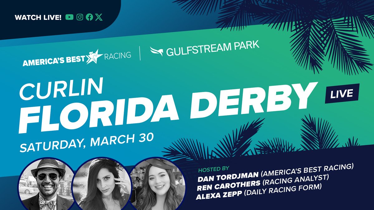 The Florida Derby is just 2 days away! Tune in to our livestream hosted by @Danonymousman, @RenCarothers & @alexa_zepp for pre-race coverage and insights starting 90 minutes before post time. ➡️ Set a reminder for 5 PM ET: loom.ly/TA4xVXg