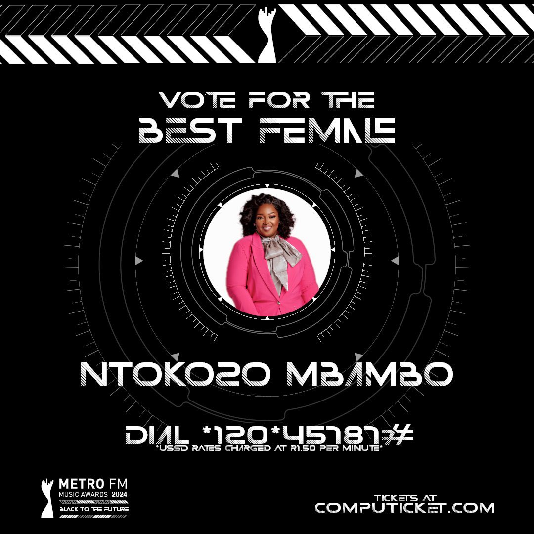 Koko_Records's tweet photo. The voting lines are open… let’s make it happen family! Vote for @ntokozombambo for “Best Female” at this years #metrofmawards 🌟
#ntokozombambo #mm24 #metrofmawards #bestfemale #vote #makabongwe #thesoundofrevival #beglorified #jesus #kokorecords https://t.co/JYa6ND2CQr