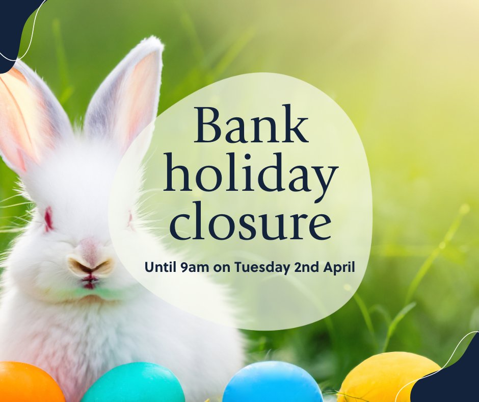 Our office will be closed from 5pm today (Thursday 28th March) for the bank holiday weekend and we will reopen on Tuesday 2nd April at 9am. We hope you have a lovely, long weekend! 🐣 🐰