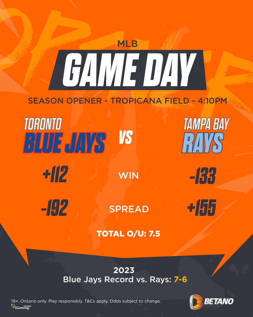 The wait is over - it's Blue Jays Season Opener! ⚾️🧢  Who's taking home the win today? 

Check out all the game details on Betano 👀  #TheGameStartsNow #Betano #Baseball