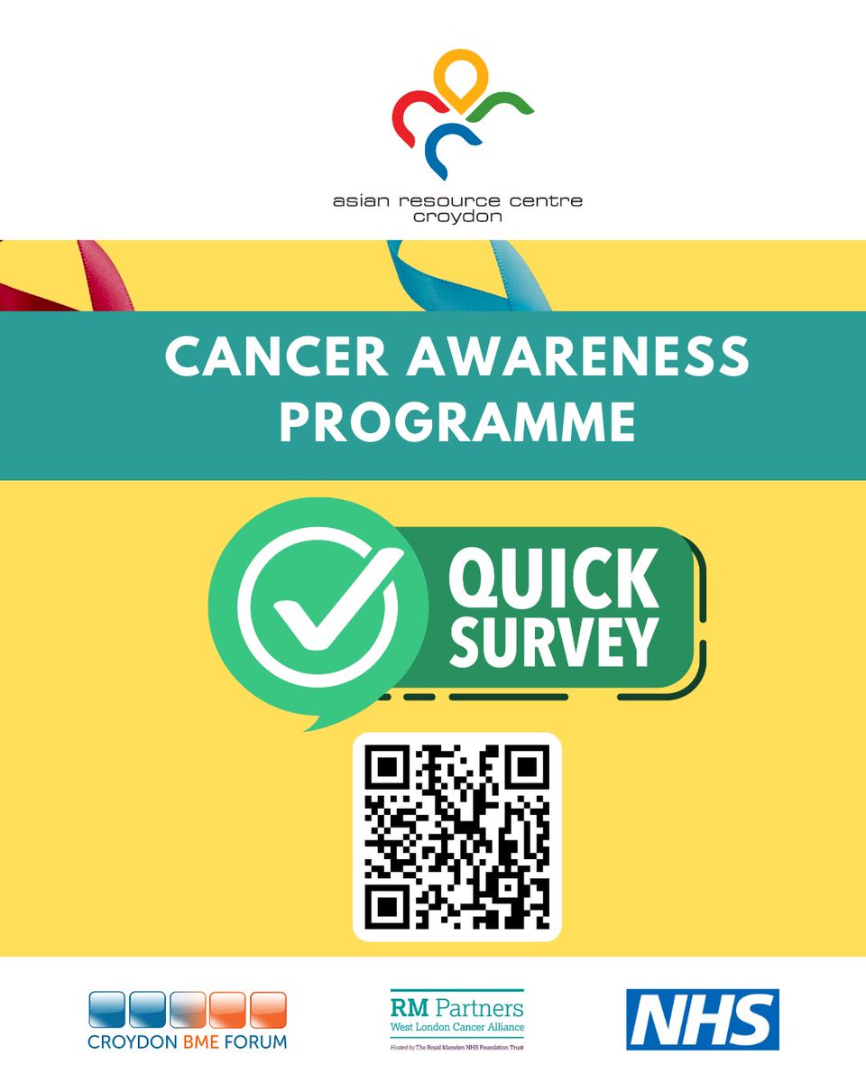 Please help us to improve our services and asses our impact by filling in this short one minute survey about our Cancer Awareness Programme. Your help can shape how we deliver our cancer projects in future. Click on the link below:- forms.gle/djGRDDENmrNV8Q… @RMPartnersNHS