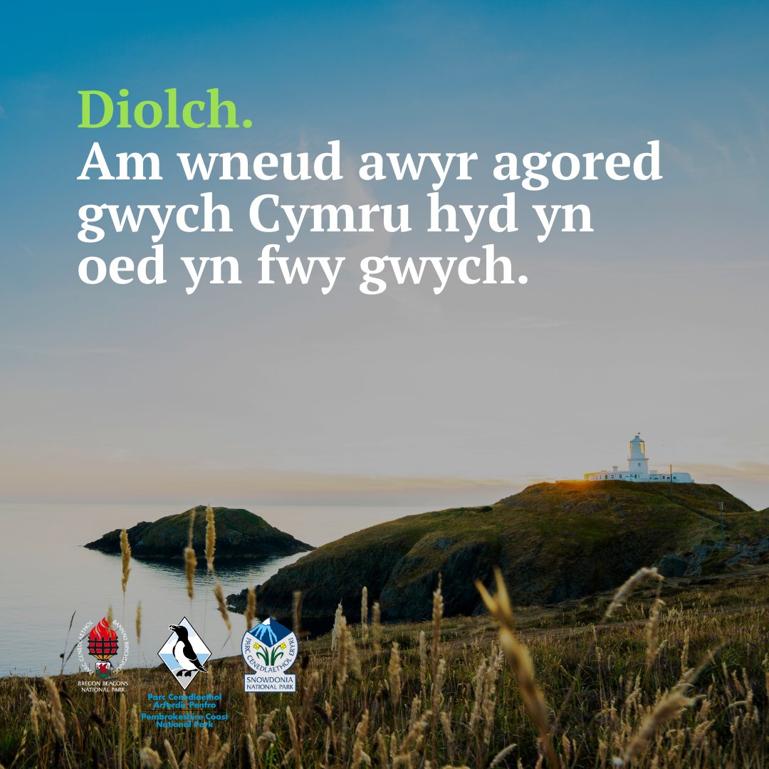 Oeddech chi’n gwybod bod Parciau Cenedlaethol yn cynrychioli 20% o arwynebedd tir Cymru? A dyna pam y dylai pob un ohonom ymrwymo i ofalu amdanynt cystal ag y gallwn 💚Darllenwch y Cod Cefn Gwlad i gael gwybodaeth am ffyrdd y gallwch chi ofalu am Arfordir hardd Sir Benfro.