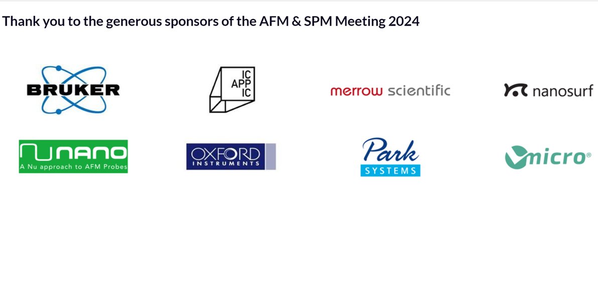 And that's all for AFM & SPM 2024! What a great few days of #science and #microscopy @durham_uni 🔬🔬🔬👏👏👏 Special thanks to all our attendees and of course, our generous sponsors: @bruker @NuNanoLtd @OxInst @NanosurfAFM @Park_Systems
