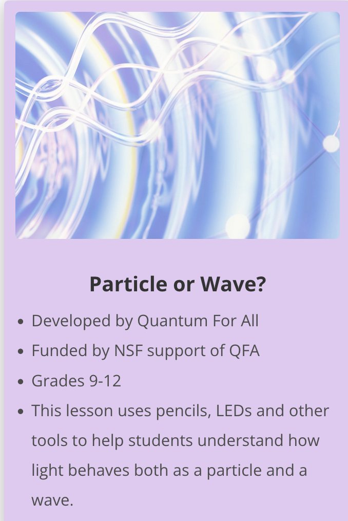 Attn K-12 educators <a href="/NSTA/">National Science Teaching Association</a> <a href="/AAPTHQ/">AAPT</a> <a href="/STEMNext/">STEM Next</a> <a href="/csteachersorg/">CS Teachers Association (CSTA)</a> <a href="/AACTconnect/">AACT</a> <a href="/STEPUPphysics/">STEP UP</a>--one more day to register for QuanTime! Try out a quantum-themed activity this Spring in celebration of #WorldQuantumDay #nsffunded.
q12education.org/quantime