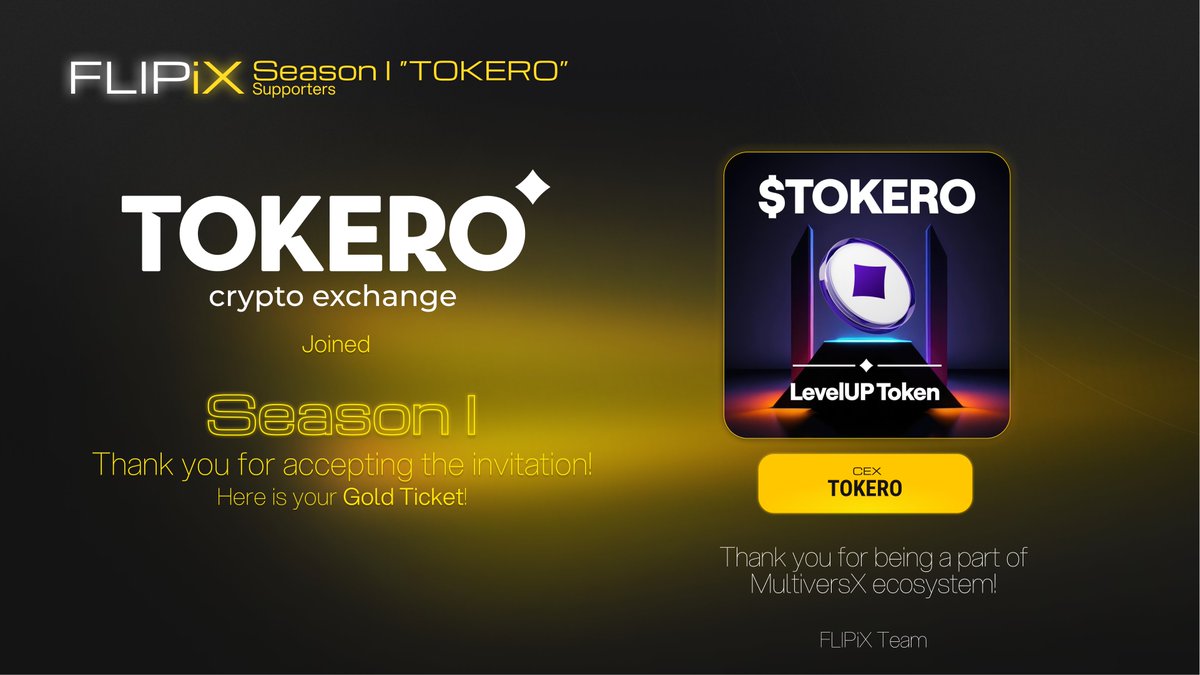 GM #MultiversX, We are thrilled to announce that the Gold Ticket for  #FLIPiX Season 1 goes to @tokeroexchange. Henceforth, we will refer to  Season 1 as Season 1 