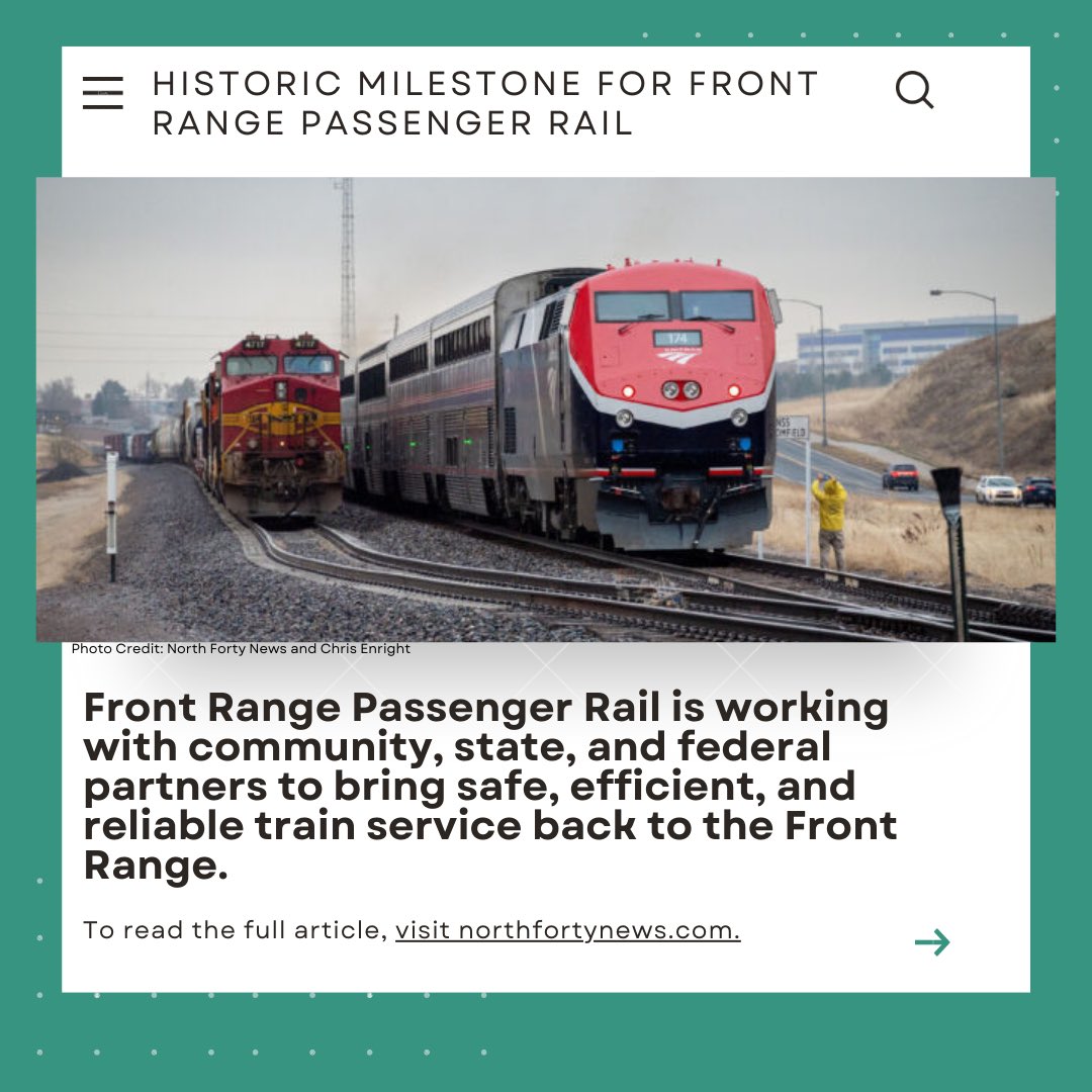 Building a Front Range passenger rail system has been a dream of many Coloradans for decades, and it’s exciting that we have the opportunity to connect Coloradans from Fort Collins all the way down to Pueblo.