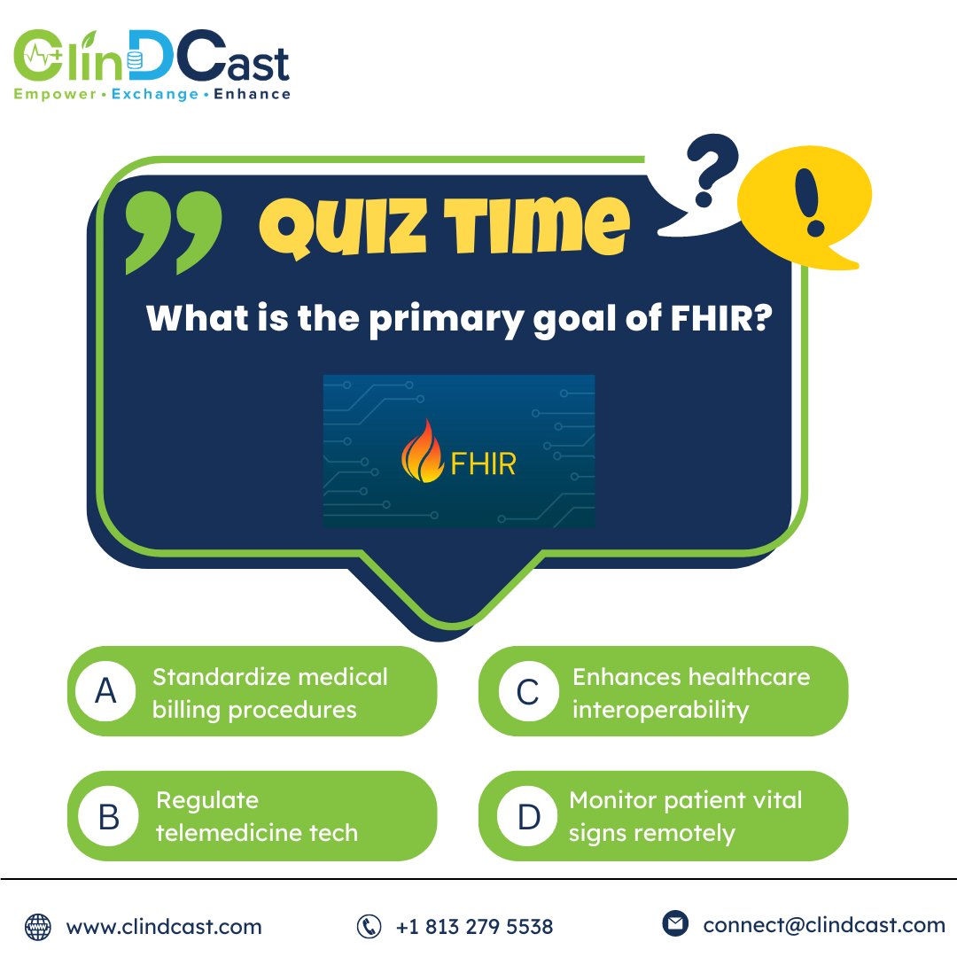 What is the primary goal of FHIR? #quiz #quiztime #quizchallenge #quizoftheday #quizcompetition #quizzing #FHIR #fasthealthcareinteroperabilityresources #healthcareit
