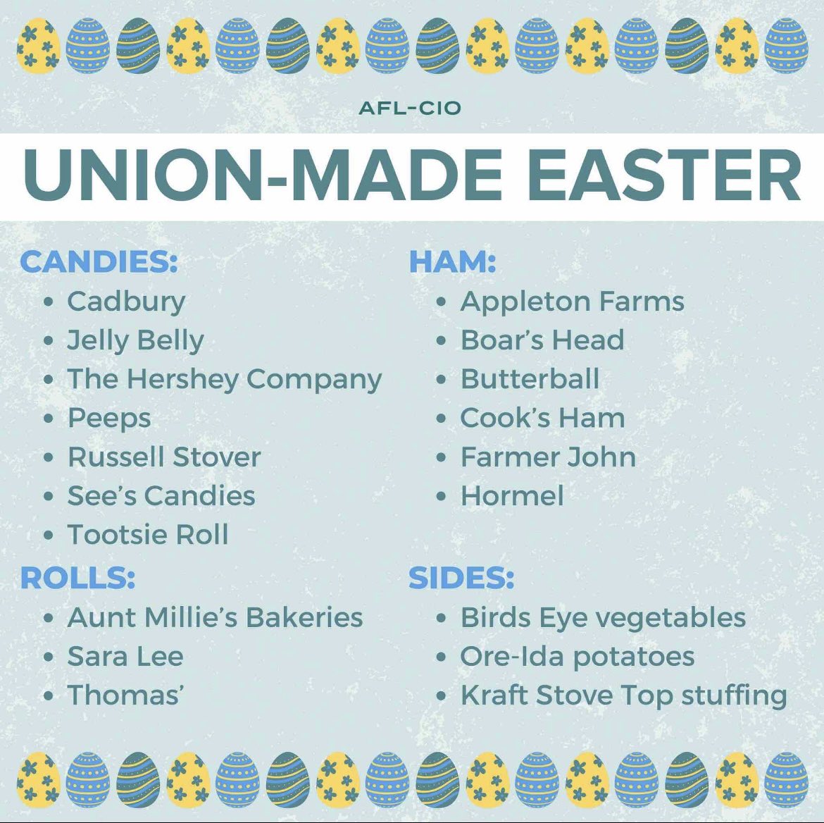 While you prepare for Easter, make sure to support Union labor! #UnionStrong #LaborStrong