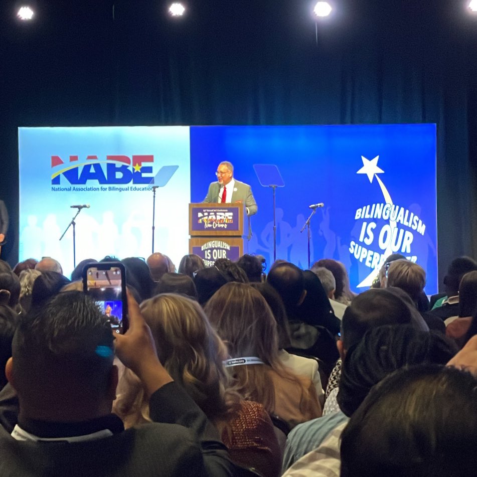 Bringing the 🔥 @SecCardona - We cannot be done until every English Learner is celebrated for who they are and what they bring to this country - kicking off #NABE2024 conference !! ⚜️📍