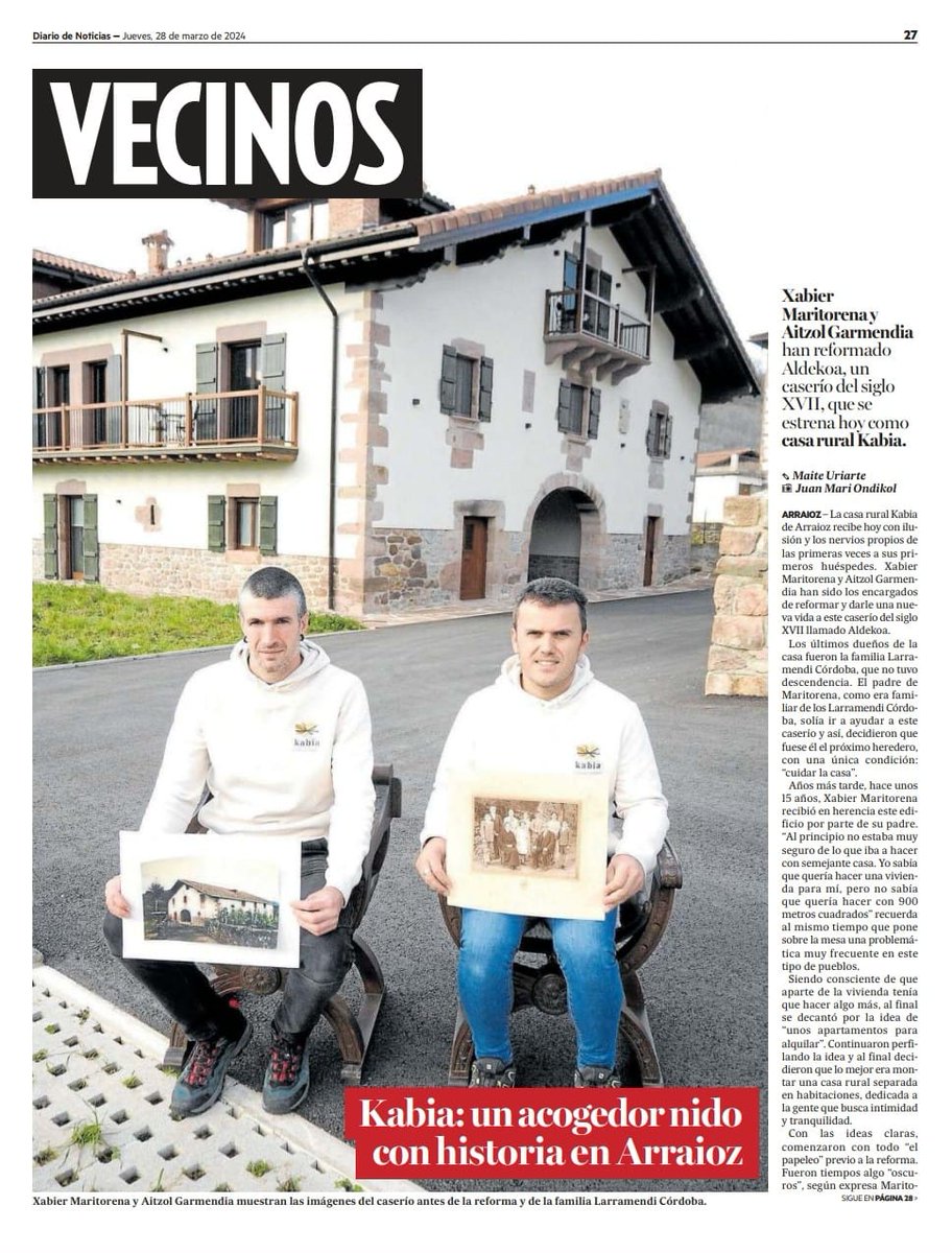 ✅ Gaur elkarrizketa <a href="/NoticiasNavarra/">Diario de Noticias</a>
Milesker aukera emateagatik. ☺️

✅ Hoy entrevista en <a href="/NoticiasNavarra/">Diario de Noticias</a>. Gracias por darnos la oportunidad! 🤗

noticiasdenavarra.com/navarra/2024/0…