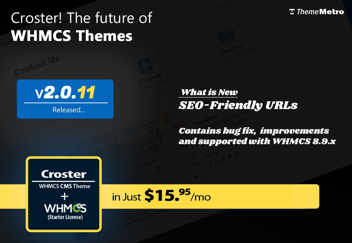 We are pleased to announce the release of Croster v2.0.11 which is fully supported with WHMCS 8.9.x

thememetro.com/announcements/…