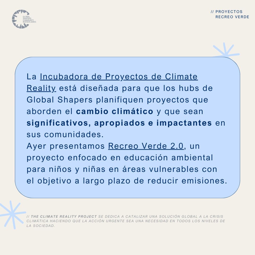GlobalShapersBA's tweet photo. CLIMATE REALITY X GLOBAL SHAPERS BUENOS AIRES 🤝

¡Estamos emocionados de compartir que completamos el Climate Reality Incubator Program! 

Recibimos orientación y apoyo para planificar proyectos climáticos equitativos y sostenibles significativos para nuestras comunidades. https://t.co/cliQQXzDZe