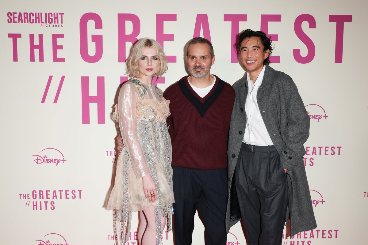 Rewinding to last night’s UK gala screening of The Greatest Hits and these red carpet looks from Lucy Boynton, Justin H. Min, and director Ned Benson. The Greatest Hits, streaming on Disney+ from April 12.
