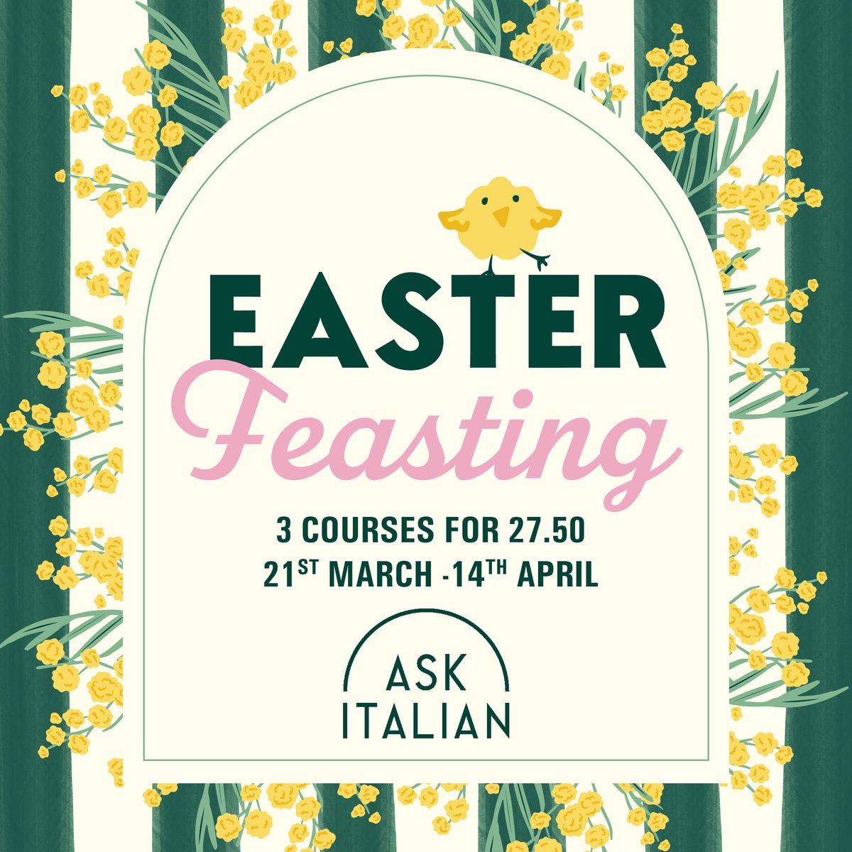 Spring has sprung at ASK Italian #Durham! 🐥🌼 Book now to take advantage of their Easter Feasting menu. Enjoy 3 courses for £27.50 between 21st March-14th April. 👉🏻 0191 383 2567 | bit.ly/ASK_Walkergate