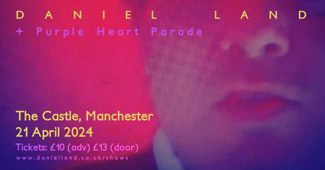 Very, very happy to announce that @PurpleHrtParade will be opening for our very good friend @DanielLandMusic in April at The Castle, Oldham Street,Manchester. It's been over 12 months since our last show, so we're more than excited about this date 💜💜💜💜