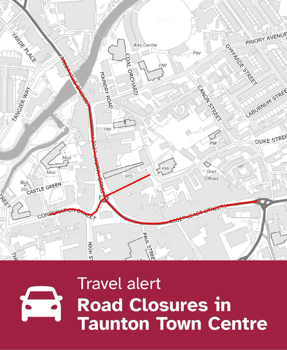 ⚠️ Road closures will be in place in Taunton Town Centre tomorrow (Wed 3 Apr 2024) 12pm - 3pm. This is to facilitate the opening ceremony of the Knife Angel, a sculpture visiting Somerset as part of a nationwide tour. Find out more about it here 👉 somerset.gov.uk/community-leis…