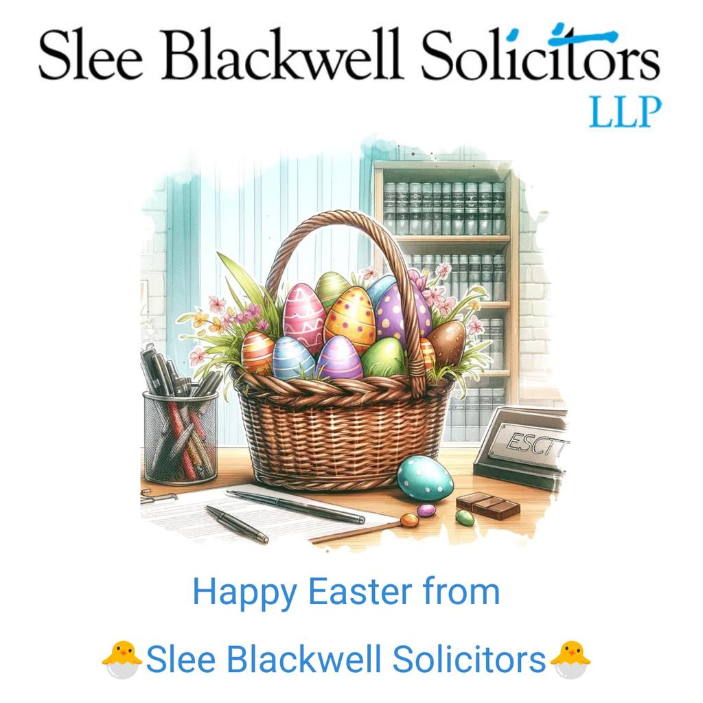 🐰 Happy Easter from Slee Blackwell! 🌷 Please note that our offices will be closed until Tuesday. Wishing you a wonderful holiday filled with joy and relaxation! 🐣 #EasterHoliday #ClosedUntilTuesday