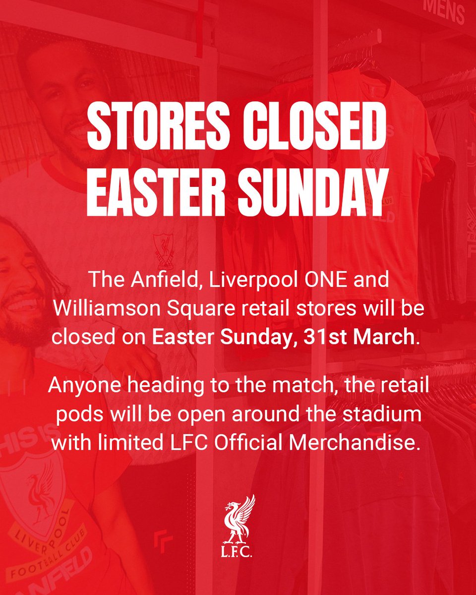 📢 Please note stores will be closed on Sunday.