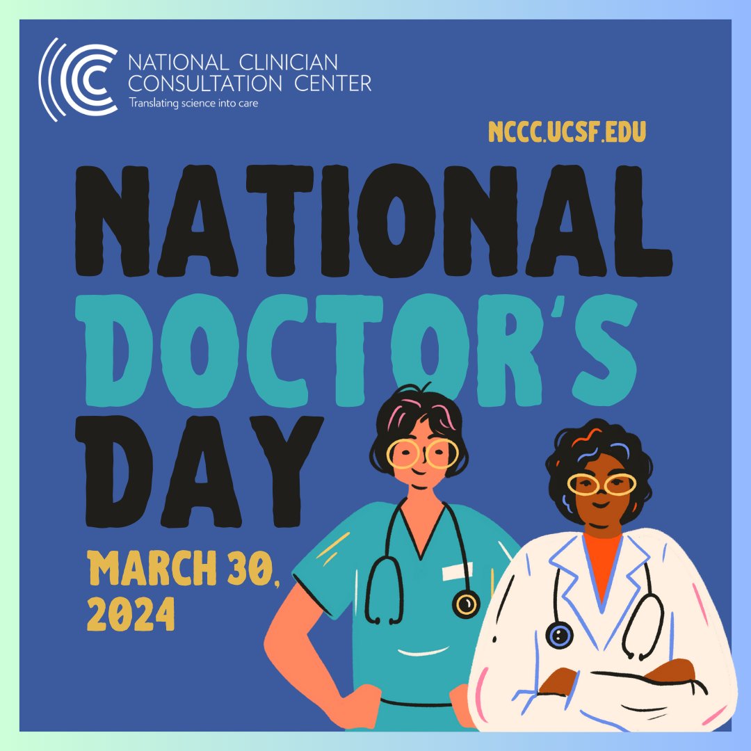 Saturday is National Doctor’s Day! This week, we’re thanking the physicians who have helped build the NCCC as a national resource for clinicians since our founding in 1991. Learn more about our amazing staff: nccc.ucsf.edu/about-the-cent… #UCSFDoctors #NationalDoctorsDay