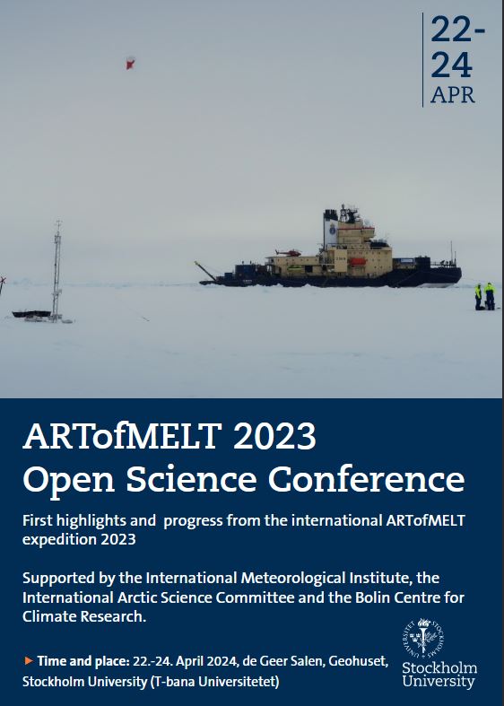 📣 The program for the 1st #ARTofMELT2023 Open Science Conference (22-24 Apr) is out. Monday is open to all with presentations of first highlights! Program & zoom link 👉 shorturl.at/xTW79 @BolinCentre @IASC_Arctic @AcesSthlmUni @Stockholm_Uni @CleanCloud_HE @CATCH_science