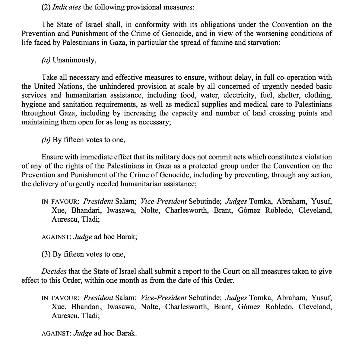 Breaking: the @CIJ_ICJ reaffirms its previous provisional measures against Israel and orders new provisional measures icj-cij.org/sites/default/…