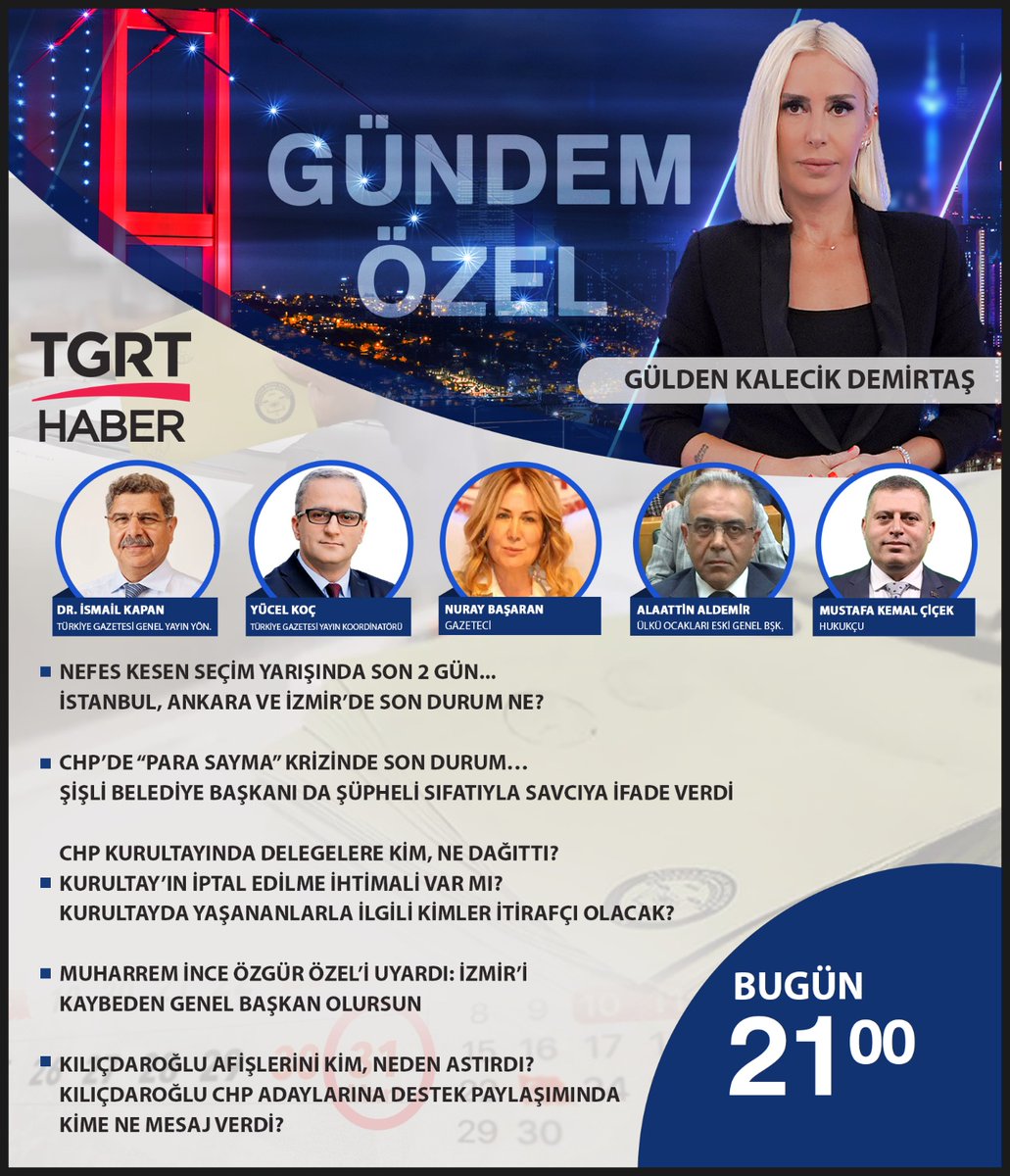 📌Nefes kesen seçim yarışında son 2 gün... İstanbul, Ankara ve İzmir'de son durum ne? 📌CHP'de 'para sayma' krizinde son durum... Şişli Belediye Başkanı da şüpheli sıfatıyla savcıya ifade verdi 📌CHP kurultayında delegelere kim, ne dağıttı? Kurultayın iptal edilme ihtimali var…