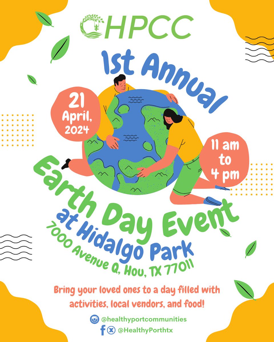 🚨Location Announcement🚨 The first-ever HPCC Earth Day event will be at Hidalgo Park. Mark your calendars and bring your friends and family to the celebration!