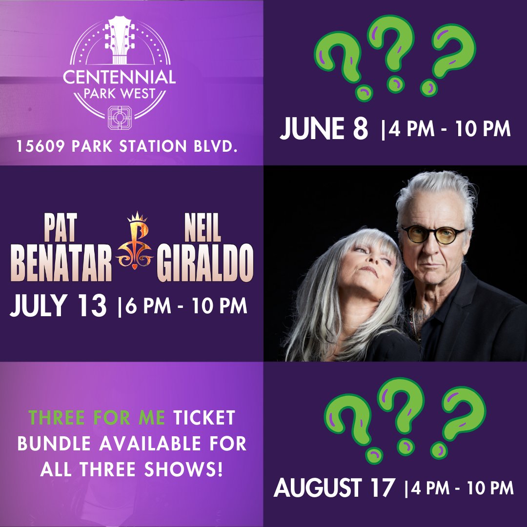 Can you guess who else is coming to the Centennial Park West concerts? Announcement for the August concert coming March 29 at 10 A.M.! Get your tickets at universe.com today!