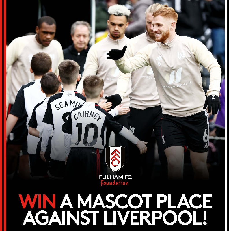 We're happy to offer the #FulhamFamily a chance for their child to run out at Craven Cottage for the upcoming Fulham vs Liverpool Premier League clash! Visit the link below for more info. register.enthuse.com/ps/event/Fulha… #FFC 🤍⚽