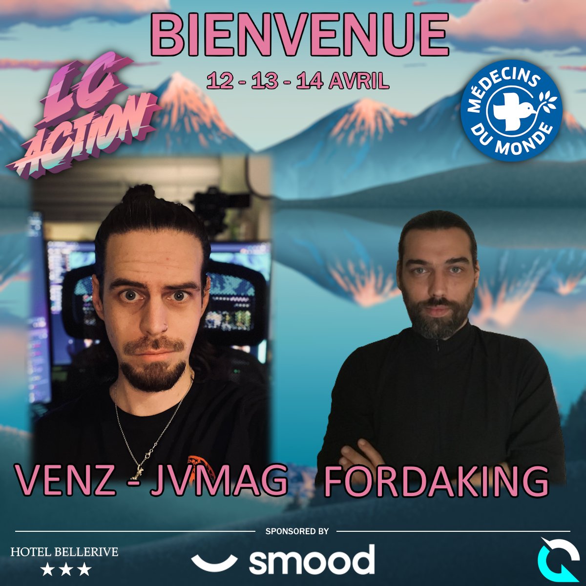 On continue les annonces de streamers avec <a href="/venz98k/">VenZ 🦖</a> 
et <a href="/ForDaKingHS/">ForDaKing</a> qui rejoignent l'équipe à l'Hôtel Bellerive. Retrouvez leurs liens sur notre site en Bio
- #lcaction24 #gaming #léman #streaming #caritatif #marathongaming #mdm #medecinsdumonde #hype #twitchfr #twitch #twitchtv