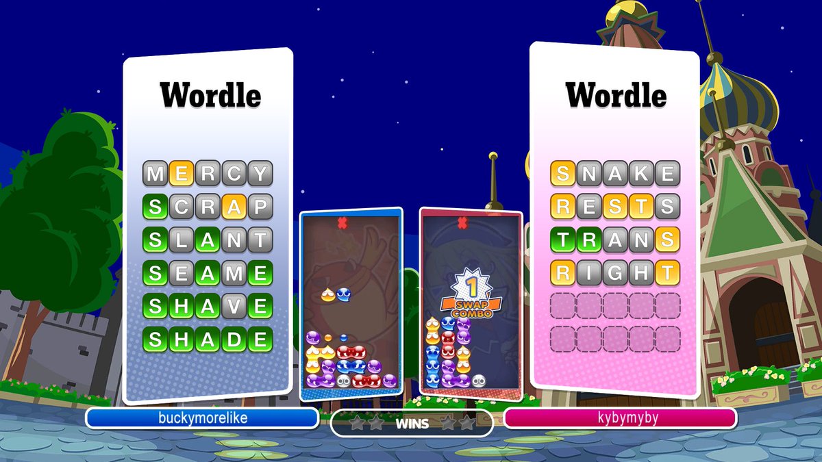 Leaked pitch photo from a Sega-Sammy investor meeting, showing gameplay of 'Puyo Puyo Wordle'.