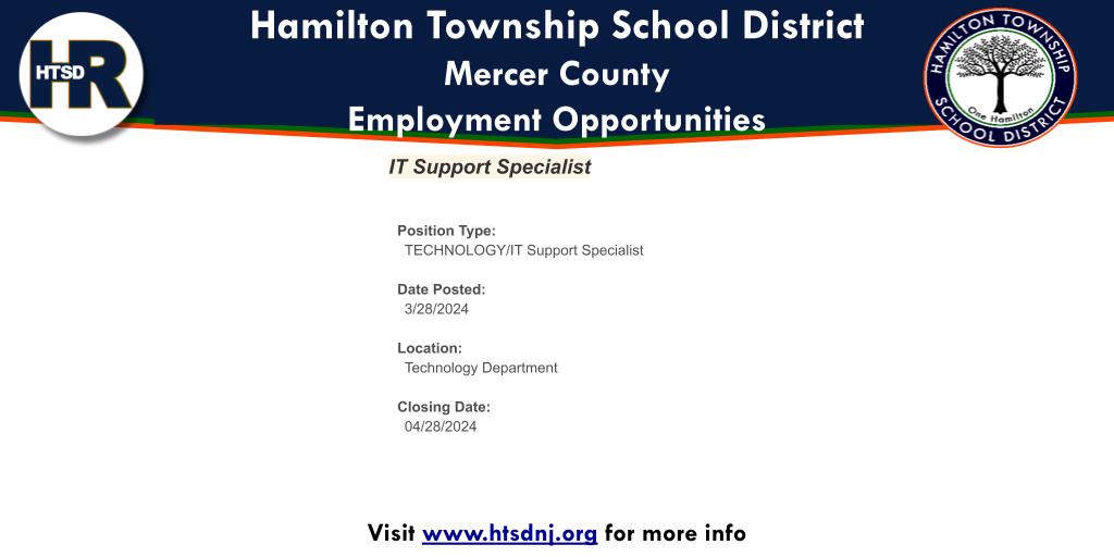 Online Employment Application | Open Positions: IT Support Specialist applitrack.com/hamilton/onlin…