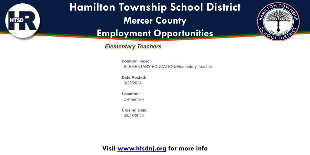 Online Employment Application | Open Positions: Elementary Teachers applitrack.com/hamilton/onlin…