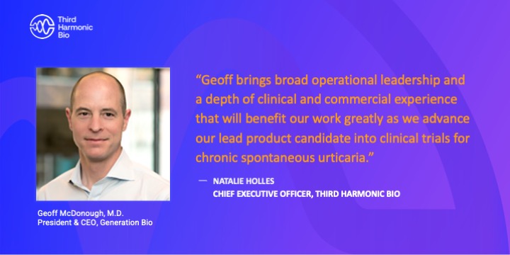 Third Harmonic Bio (@3rdharmonicbio) on Twitter photo Welcome Geoff McDonough, President and CEO ofĀ <a href="/generationbio/">GenerationBio</a>, to the Third Harmonic Board of Directors. Welcome Geoff McDonough, President and CEO ofĀ <a href="/generationbio/">GenerationBio</a>, to the Third Harmonic Board of Directors.