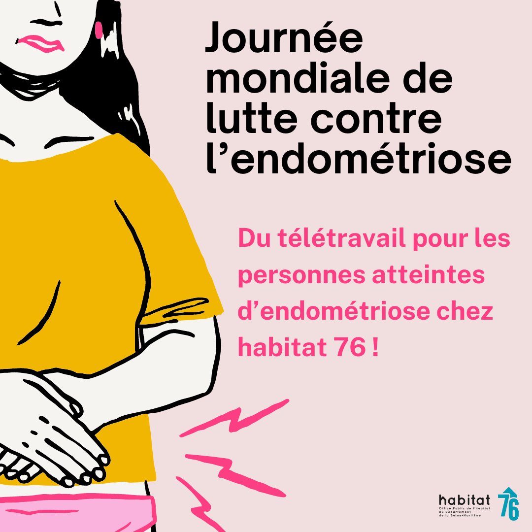 📢 Aujourd’hui, c'est la journée mondiale de lutte contre l’endométriose ! 🌸 🤝

➡️ Les collaboratrices d’habitat 76 atteintes d’endométriose peuvent bénéficier d’un dispositif de #télétravail exceptionnel, afin de mieux supporter cette maladie.

#engagement #endométriose