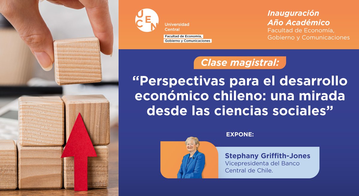 ¡Atentos! La próxima tendremos la inauguración de nuestro académico que contará con una clase magistral dictada por @stephanygj, vicepresidenta del Banco Central de Chile. No se la pierdan! Habrá transmisión por Youtube acá 👉 bit.ly/InauguraciónAñ…