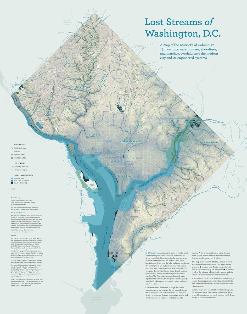 Here's a new edition of the Lost Streams of Washington, DC map.