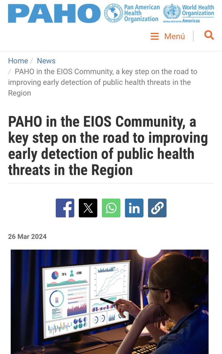 .@WHO Regional Offices truly enable impact on the country level Proud of the collaboration btwn #WHOPandemicHub & @pahowho to implement Epidemic Intelligence from Open Sources #EIOS for early detection, assessment and rapid response to disease threats bit.ly/3TzrrSg