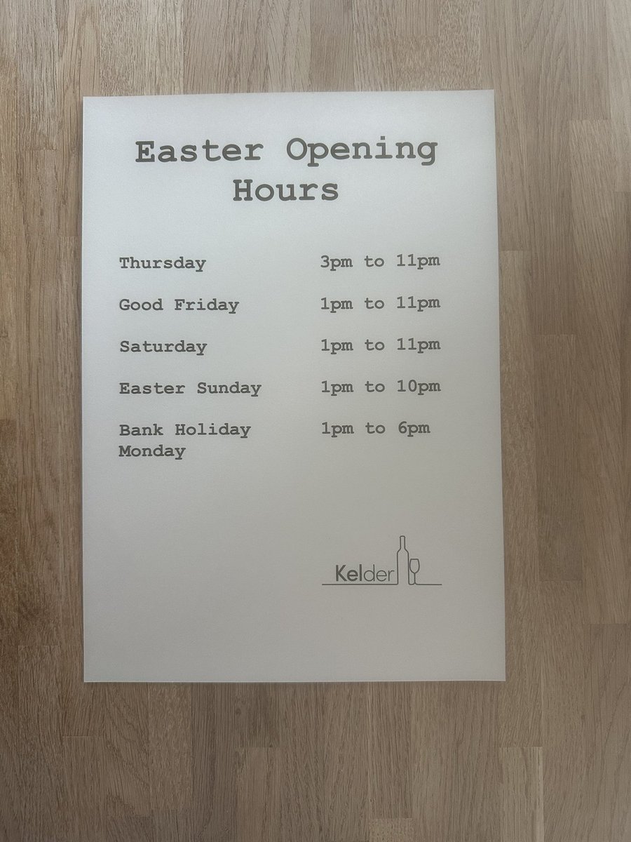 Easter Weekend opening times
Cheers 🥂 

#wineoclock #BankHolidayWeekend <a href="/yoururmston/">𝑌𝑜𝑢𝑟 Urmston</a> <a href="/IndieUrmston/">Indie Urmston</a>
