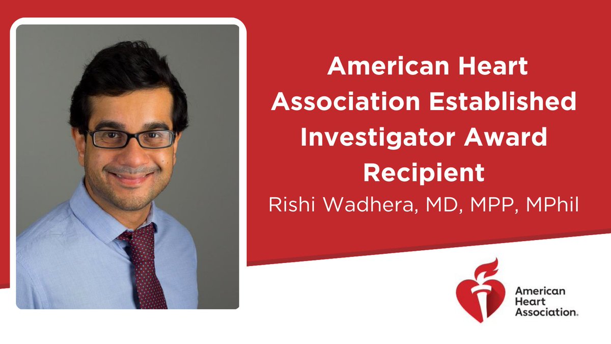 Congratulations to @rkwadhera on receiving the American Heart Association Established Investigator Award! @AHAScience @American_Heart