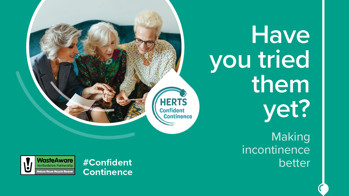 🤔Have you tried washable incontinence products yet? From pants to pads, many people are switching to reusable options to gain #ConfidentContinence. Find out more about our #HertsConfidentContinence scheme, and our 15% discount to Herts residents: wasteaware.org.uk/confidentconti…