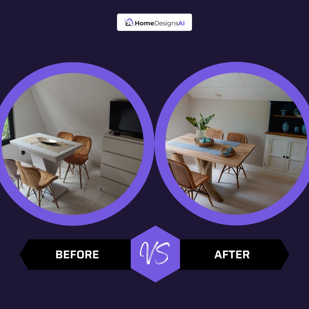 homedesignsai's tweet image. ✨ Feast your eyes on this jaw-dropping dining space transformation! 🌟 With the magic touch of HomeDesignsAI, we&apos;ve turned ordinary into extraordinary. 🍽️✨ #HomeDesignGoals #AIInspiredLiving #DiningRoomDreams #TransformTuesday 🚀