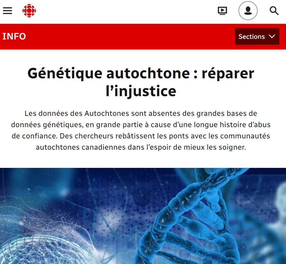 A big thank you to @CBCRadioCanada for bringing this important research to light, especially for the communities of northern BC. We're thrilled to be one of the funders along with @GenomeCanada and @CIHR_IRSC Read the full article here: ici.radio-canada.ca/info/long-form… #SilentGenomes