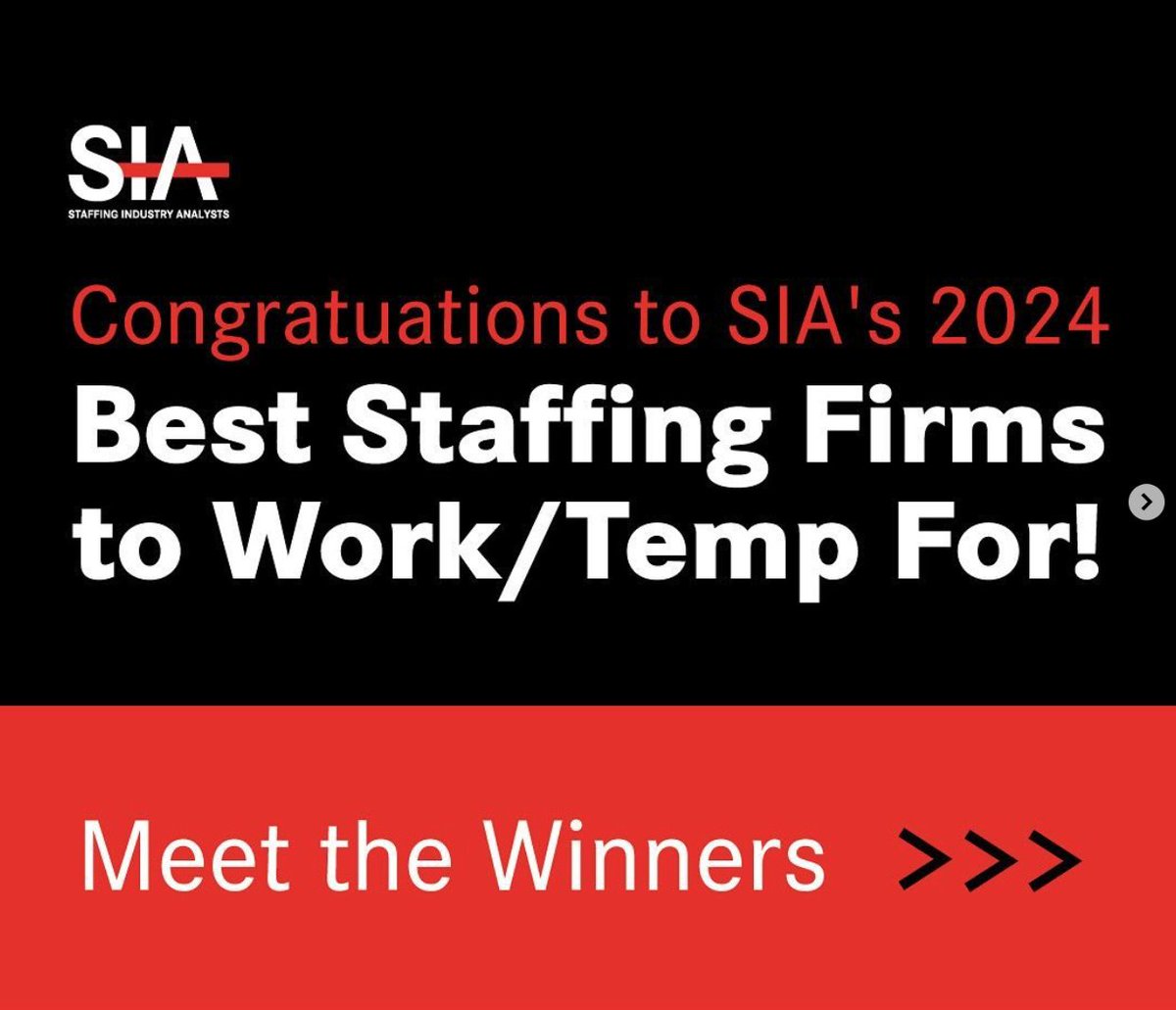StaffReferrals's tweet image. Congratulations to our customers who were named among @SIAnalysts&apos; Best Staffing Firms to Work For this year!
 
@TrilliumStaff | @PioneerJobs | @uniti_med | @bluestone_staff | @cell_staff | Travel Nurses Inc. | @partnerspersonl

hubs.ly/Q02r2Tv40