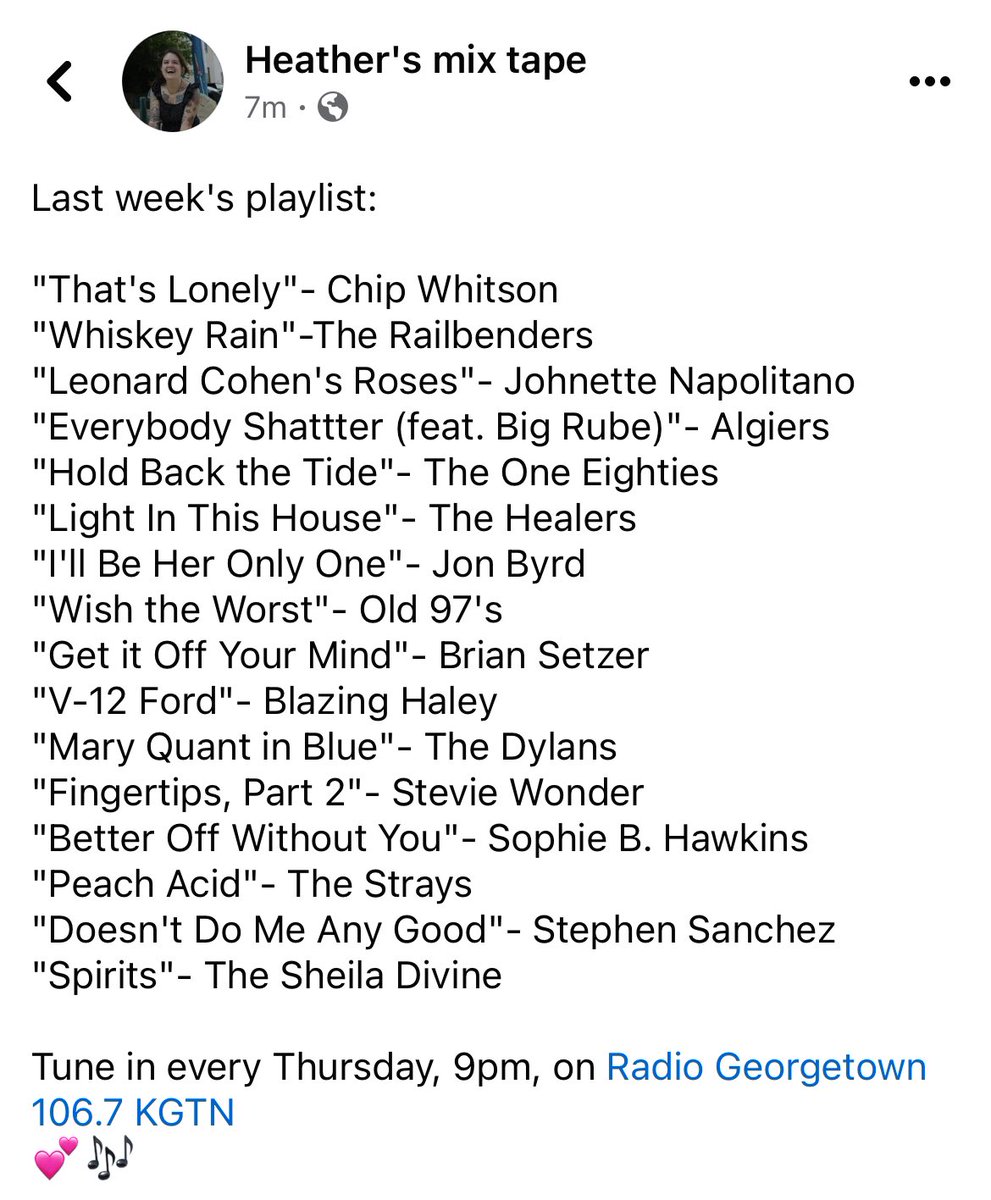 Last week featured: @Chiprockabilly, @Railbenders, @therealjohnette, @AlgiersMusic, @theoneeighties, @Nashvillejbyrd, @Old97s, @briansetzer59, @StevieWonder, @therealsophieb, @TheStraysMusic, @stephencsanchez, @thesheiladivine & more! Tune in Thursdays,9pm,on @KGTNGeorgetown 💕🎶