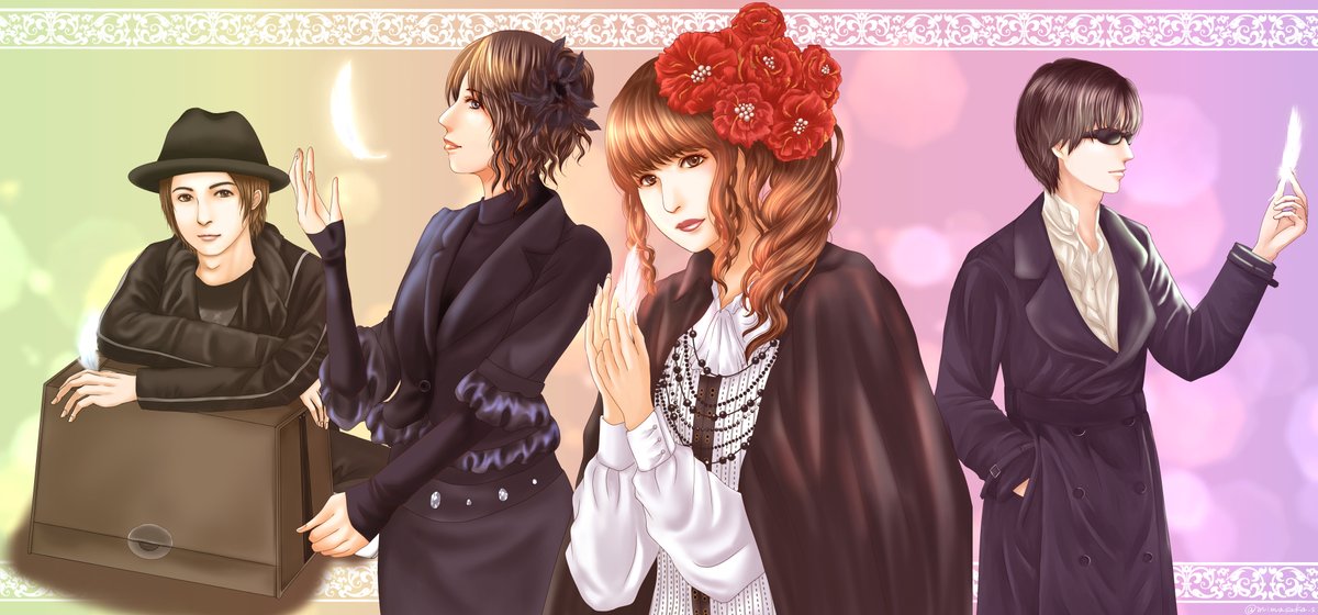 mimasaka_s's tweet image. ㊗️GARNET CROWメジャーデビュー24周年おめでとうございます🎊
もう24年ということにビックリしますが、ずっとずっとGARNET CROWが大好きです！
お祝いイラストが描けてないので、アイコンにしてる絵の4人バージョンを😊
#GARNETCROW