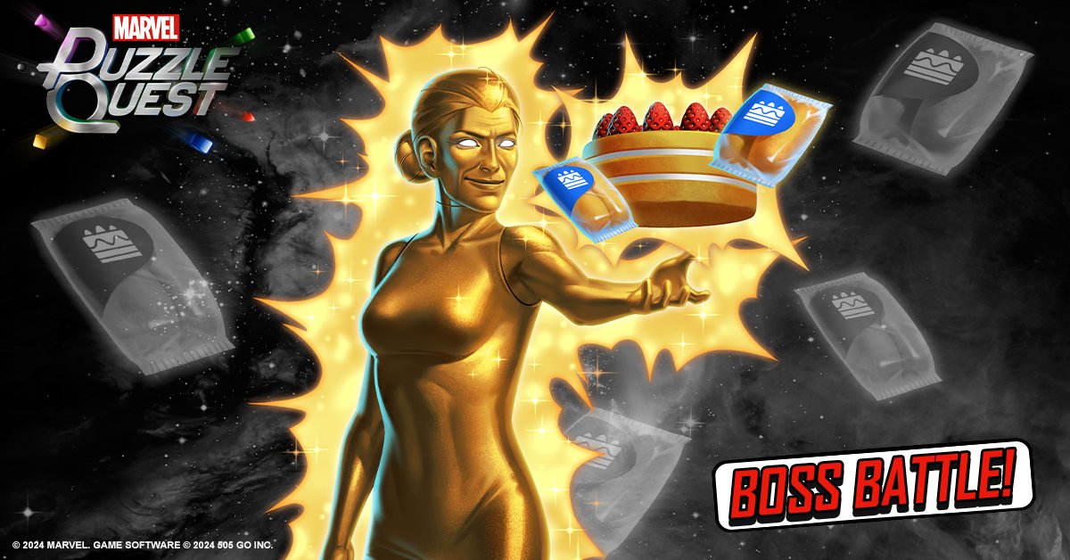 Beware the herald of Galactus! The 'Golden Oldie' is here to snatch up the universe's sweets.🎂 Gather your alliance to protect your baked goods from disappearing forever in this limited time Boss Battle!🍰