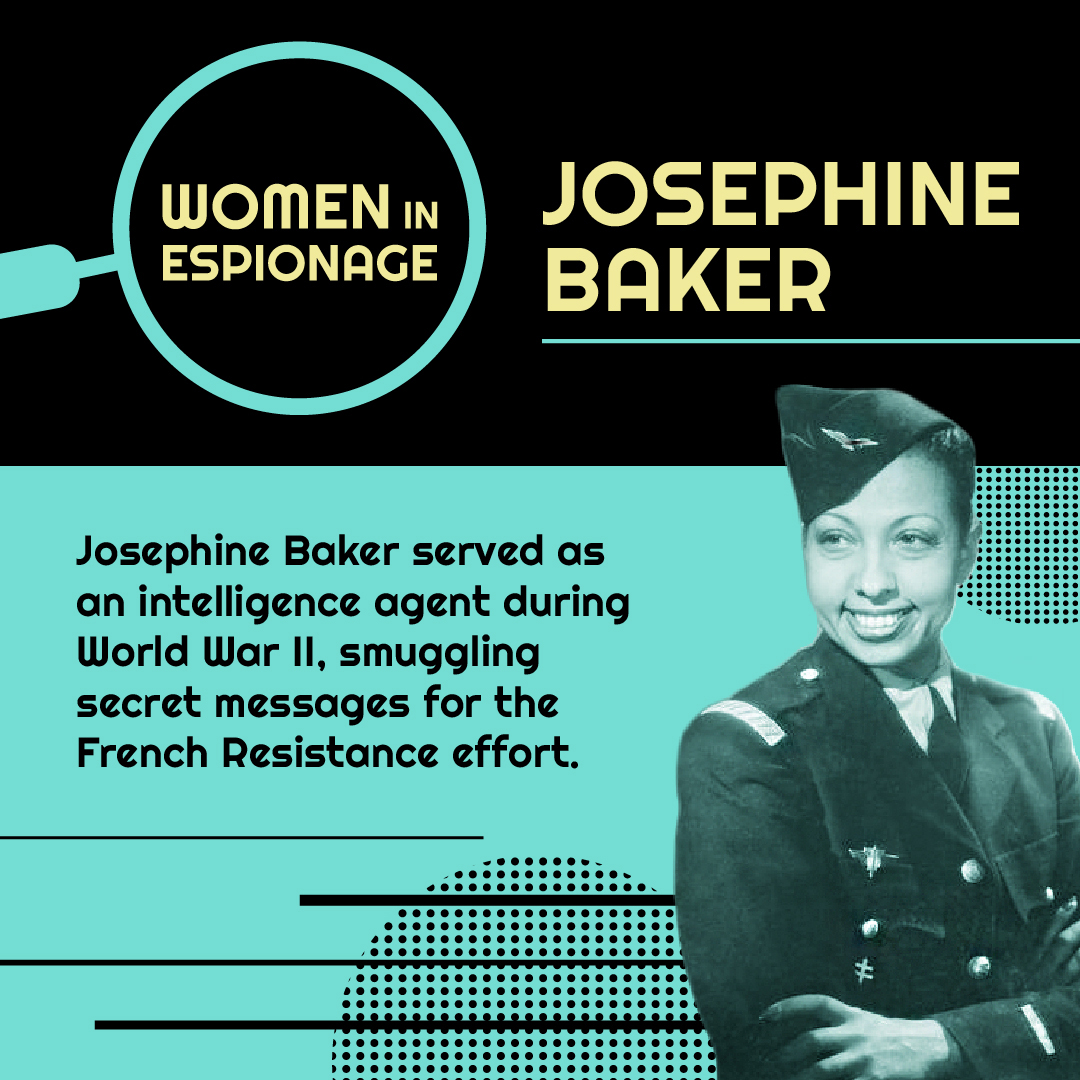 🕵️‍♀️ Most may know Josephine Baker as a singer, dancer and actress, but she also served as an intelligence agent during World War II. Learn more in our temporary exhibition Women in Espionage, up now in honor of #WomensHistoryMonth. 🔍 Included with Museum Entry.